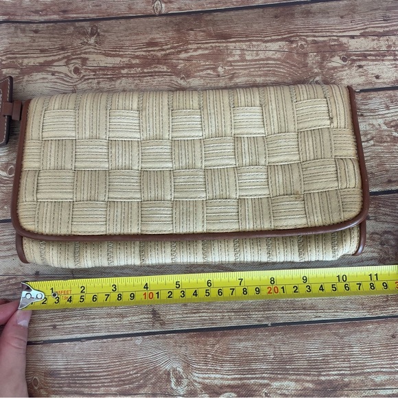 Cole Haan woven clutch hand bag tan color - Picture 7 of 11